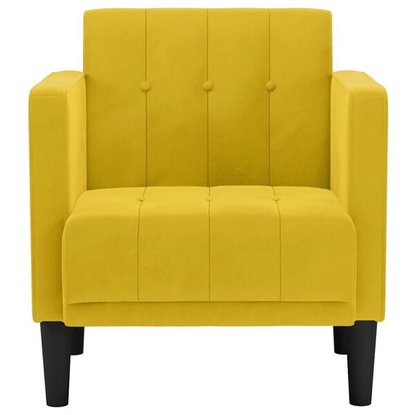 vidaXL Sofa Fotel z Podłokietnikami Ż&oacute;łty 53 cm Aksamit