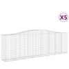 vidaXL Kosze gabionowe, 5 szt, 400x50x120/140 cm, galwanizowane żelazo