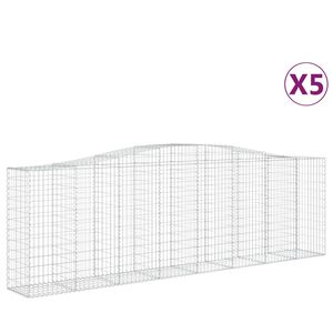 vidaXL Kosze gabionowe, 5 szt, 400x50x120/140 cm, galwanizowane żelazo