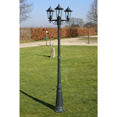 vidaXL Stojąca lampa ogrodowa 3-ramienna, 215 cm, ciemnozielona/czarna