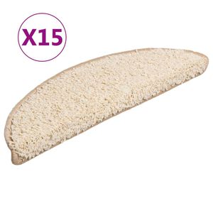 vidaXL Maty na schody 15 szt. 56x17x3 cm Kremowe p&oacute;łokrągłe
