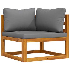 vidaXL Moduł sofy narożnej z ciemnoszarą poduszką, drewno akacjowe