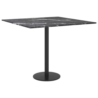 vidaXL Blat stołu, czarny, 50x50 cm, 6 mm, szkło ze wzorem marmuru