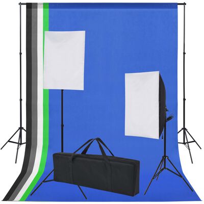 vidaXL Sprzęt do studia fotograficznego: tło 5 kolorów i 2 softboxy