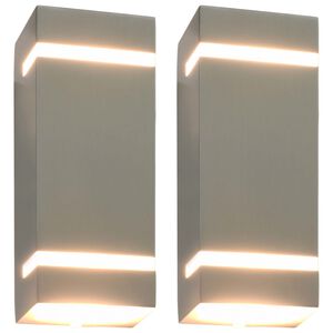 vidaXL Zewnętrzne lampy ścienne, 2 szt., 35 W, srebrne, prostokątne