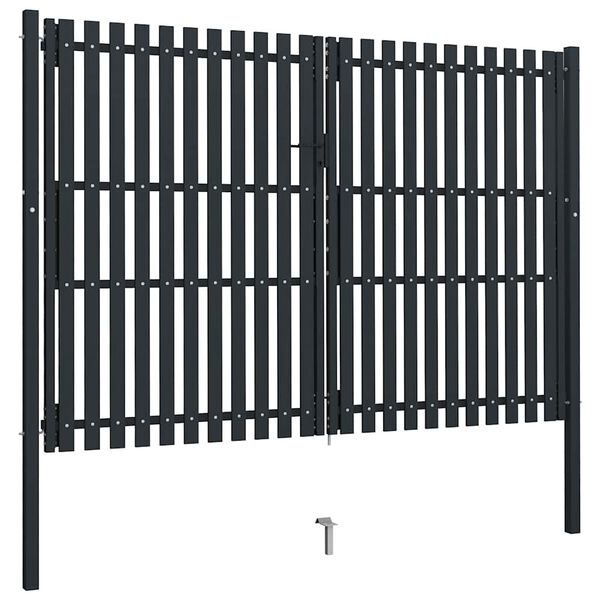 vidaXL Brama ogrodzeniowa Double Door Fence Fur Steel 300x200 cm Antracyt