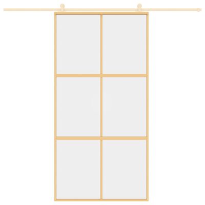 vidaXL Drzwi przesuwne, złote, 102,5x205 cm, przezroczyste szkło ESG