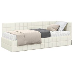 vidaXL Rama Ł&oacute;żka Narożnego z Materacem 2 szt. Kremowy 80 x 200 cm