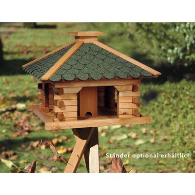 dobar Kwadratowy domek dla ptaków, zieleń i naturalny kolor drewna