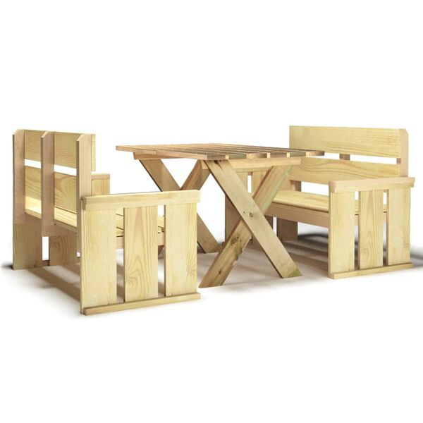 vidaXL 3-cz. zestaw mebli ogrodowych, impregnowane drewno sosnowe