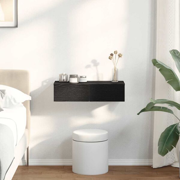 vidaXL P&oacute;łka ścienna z szufladami, czarna, 60x26,5x15 cm