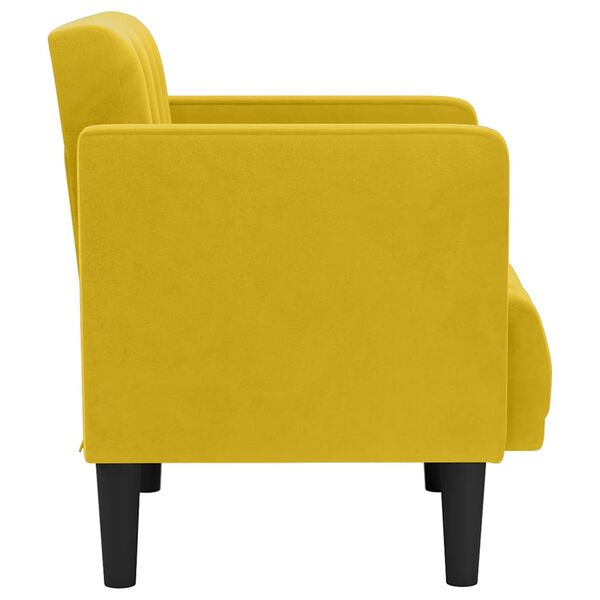 vidaXL Sofa Fotel z Podłokietnikami Ż&oacute;łty 53 cm Aksamit