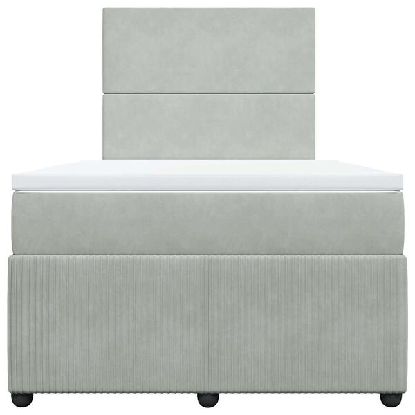 vidaXL Ł&oacute;żko kontynentalne z materacem, jasnoszare, 120x200cm, aksamit