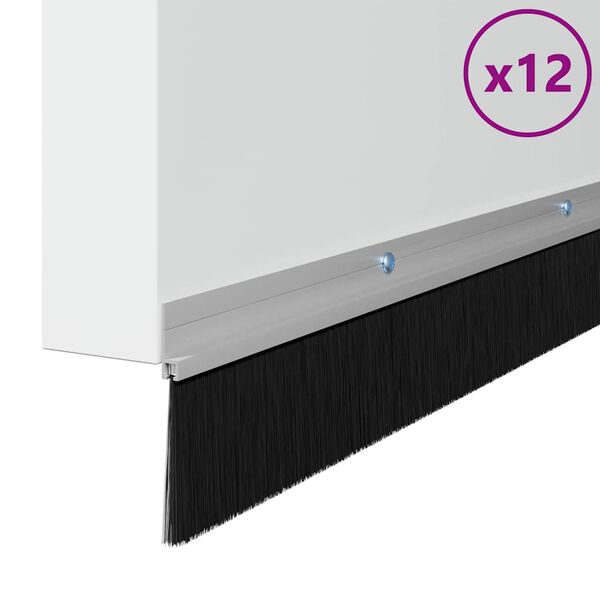 vidaXL Uszczelki z szczotką do drzwi na zatrzask 12 pcs Srebrny 100 cm