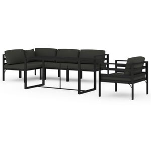 vidaXL 6-cz. zestaw mebli ogrodowych, poduszki, aluminium, antracyt