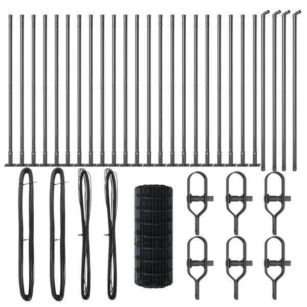 vidaXL Ogrodzenie z słupkiem Szary 0,6 x 50 m Stal i PVC