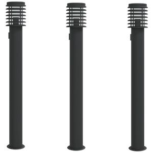 vidaXL Lampy ogrodowe na słupku, z gniazdkiem, 3 szt., czarne, 110 cm