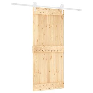 vidaXL Drzwi przesuwne 90 x 210 cm Lite Drewno Sosnowe (Nieobrobione)