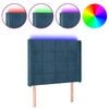 vidaXL Zagł&oacute;wek do ł&oacute;żka z LED ciemnoniebieski 93x16x118/128cm aksamit