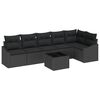 vidaXL Zestaw Sof z poduszką 7 pcs Czarny polirattan