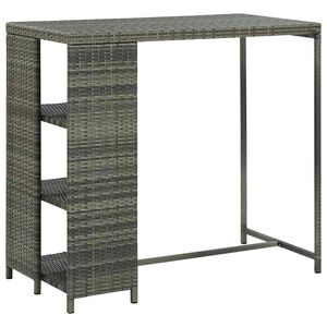 vidaXL Stolik barowy z p&oacute;łką, szary, 120x60x110 cm, polirattan