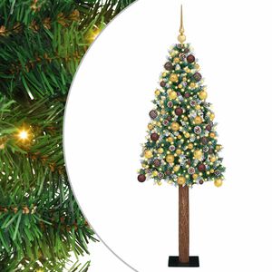vidaXL Szczupła Choinka Zielony 180 cm PVC i lite drewno sosnowe
