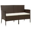 vidaXL 3-osobowa sofa ogrodowa z poduszkami, brązowa, polirattan
