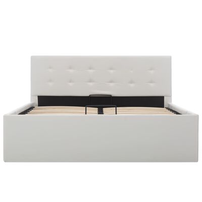 vidaXL Rama łóżka z podnośnikiem, biała, sztuczna skóra, 120 x 200 cm