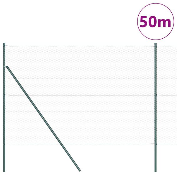 vidaXL Słupek ogrodzeniowy. Szary 50 x 1,5 m (siatka 36 mm) Stal i PVC