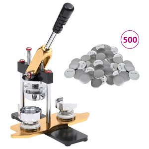 vidaXL Maszynka do przypinek i 500 szt. przypinek, 58 mm, obrotowa