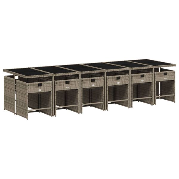 vidaXL 13-cz. zestaw mebli do ogrodu, poduszki, szary rattan PE