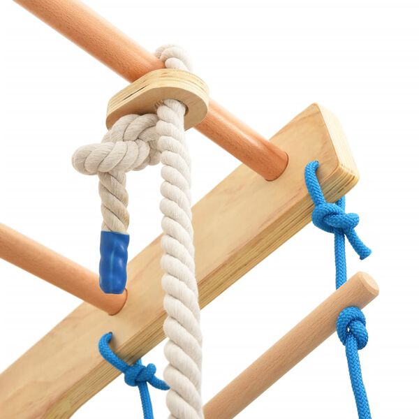 vidaXL Zestaw do wspinania w domu, z drabinkami i kółkami, drewniany