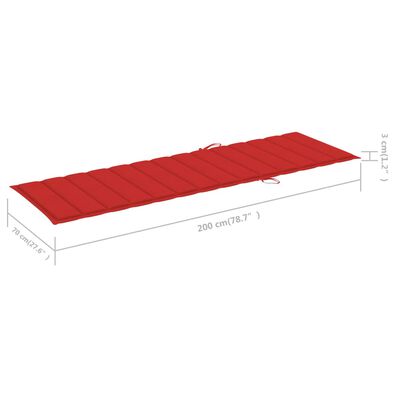 vidaXL Leżak podwójny z czerwonymi poduszkami, impregnowana sosna