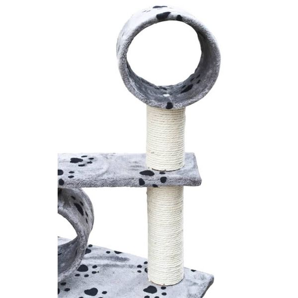 Drzewko dla kota Deluxe, 230-260 cm, szare z wzorem łapek