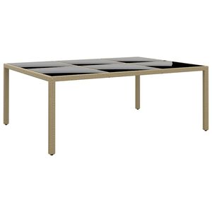 vidaXL St&oacute;ł ogrodowy, 200x150x75 cm, szkło i rattan PE, beżowy
