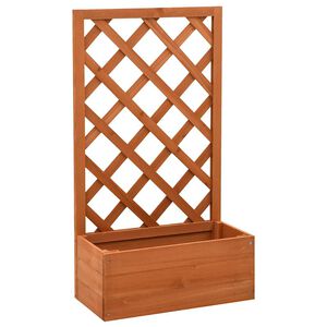 vidaXL Ogrodowa donica z kratką, pomarańczowa, 50x25x90 cm, jodłowa