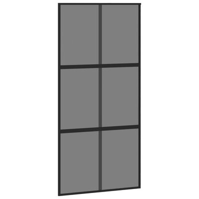 vidaXL Drzwi przesuwne, czarne, 102,5x205cm, szkło hartowane aluminium