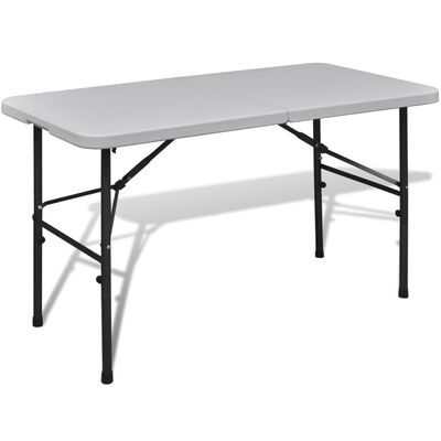 vidaXL Składany stół do ogrodu, 122 cm, HDPE, biały