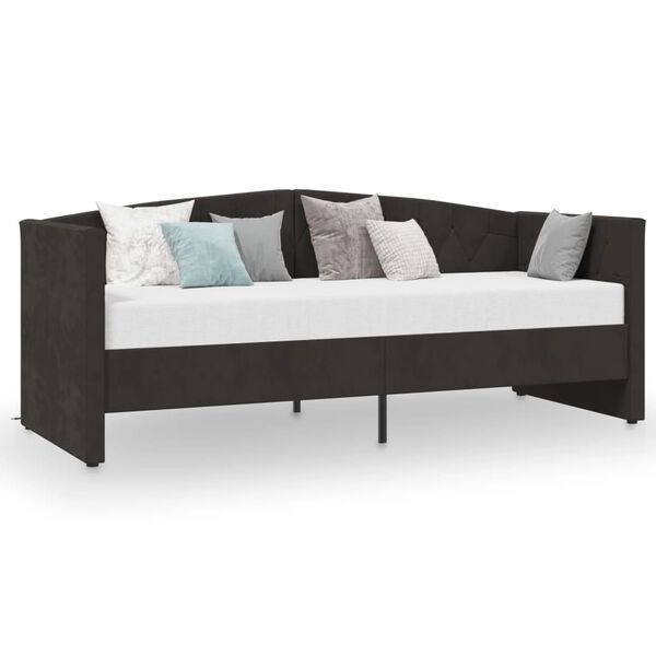 vidaXL Ł&oacute;żko dzienne z materacem i USB, czarny aksamit, 90x200 cm