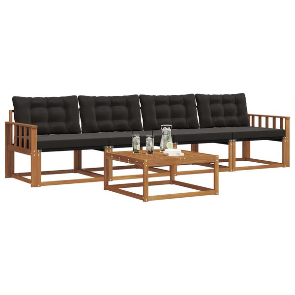 vidaXL Zestaw sof na zewnątrz z poduszką 5 pcs Naturalny i czarny