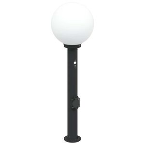 vidaXL Słupek oświetleniowy z czujnikiem i gniazdkiem 80 cm, czarny, IP44