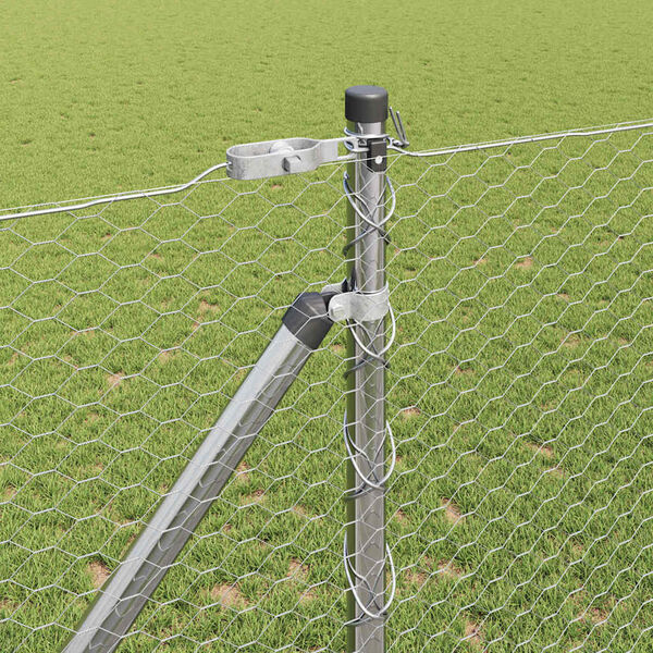 vidaXL Słupek ogrodzeniowy. Srebrny 25 x 1,4 m (25 mm siatka) Stal