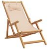 vidaXL Składane krzesło plażowe, beżowe, drewno eukaliptusa i tkanina