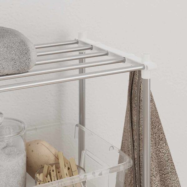 vidaXL P&oacute;łka na pralkę Biały 70 x 27 x 136 cm Aluminium