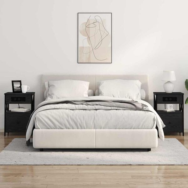 vidaXL Szafka Nocna Czarny Dąb 40 x 31 x 60 cm Materiał drewnopochodny