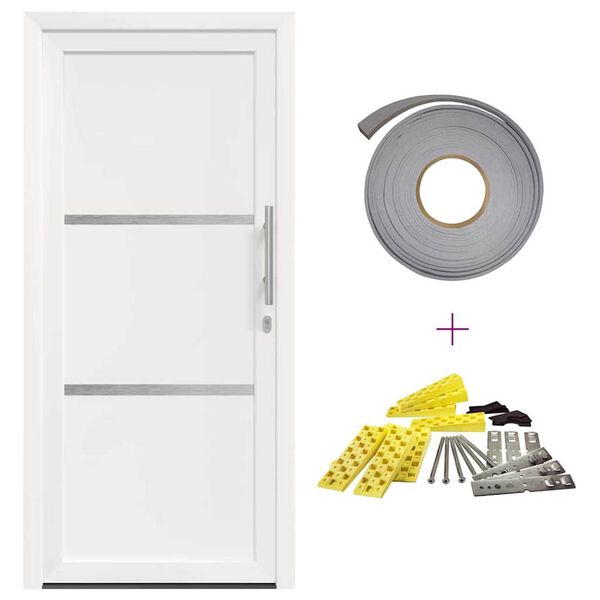 vidaXL Drzwi Frontowe Biały PVC