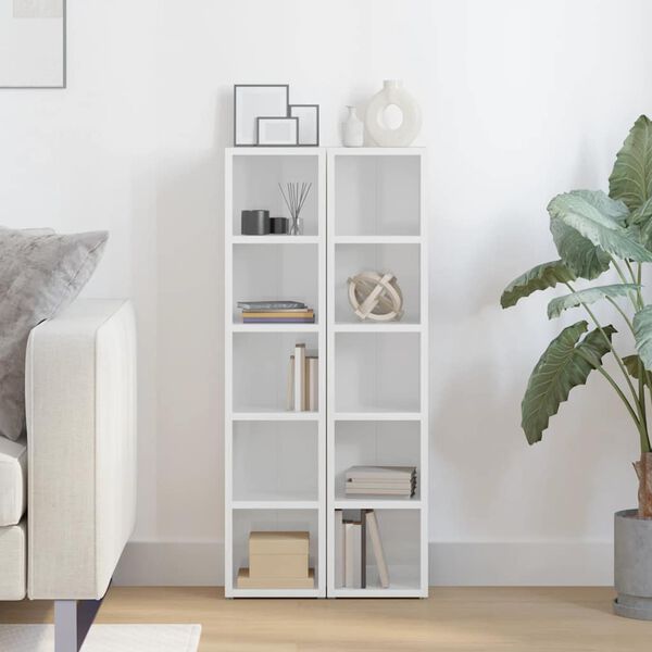 vidaXL Szafki na płyty CD, 2 szt., wysoki połysk, białe, 21x16x93,5 cm