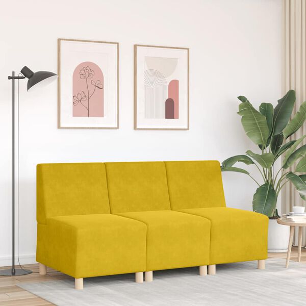 vidaXL Modułowa sofa bez podłokietnik&oacute;w, ż&oacute;łta, 55 cm, aksamitna