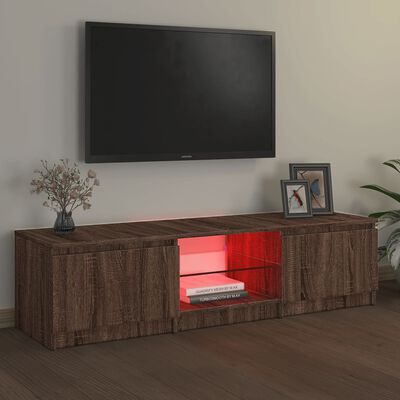 vidaXL Szafka pod TV, z LED, brązowy dąb, 140 x 40 x 35,5 cm