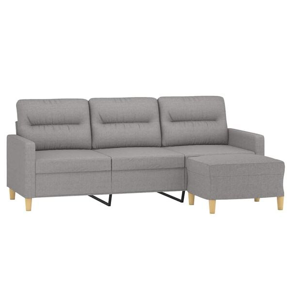 vidaXL 3-osobowa sofa z podn&oacute;żkiem, jasnoszara, 180 cm, tkaniną
